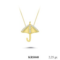  Gold Zircon Stone Necklace 2,16 gr 