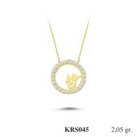  Gold Zircon Stone Necklace 1,968 gr 