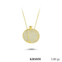  Gold Zircon Stone Necklace 2,88 gr 