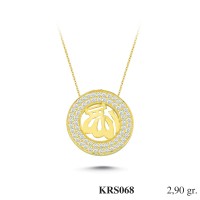  Gold Zircon Stone Necklace 2,784 gr 