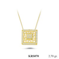  Gold Zircon Stone Necklace 2,592 gr 