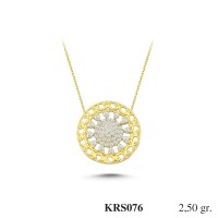  Gold Zircon Stone Necklace 2,4 gr 