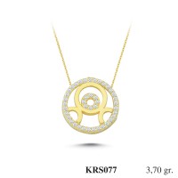 Gold Zircon Stone Necklace 3,552 gr 