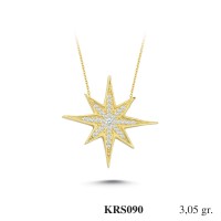  Gold Zircon Stone Necklace 2,928 gr 