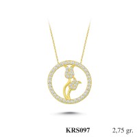  Gold Zircon Stone Necklace 2,64 gr 