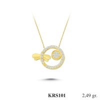  Gold Zircon Stone Necklace 2,3904 gr 