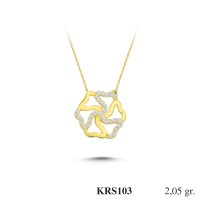  Gold Zircon Stone Necklace 1,968 gr 