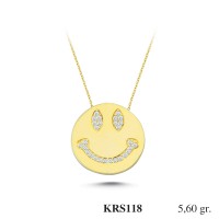  Gold Zircon Stone Necklace 5,376 gr 