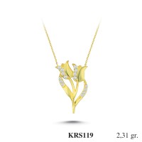  Gold Zircon Stone Necklace 2,2176 gr 