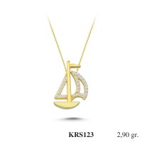  Gold Zircon Stone Necklace 2,784 gr 
