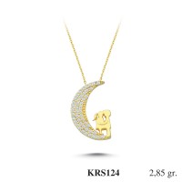  Gold Zircon Stone Necklace 2,736 gr 