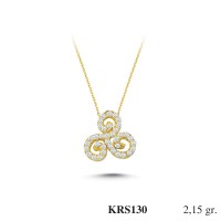  Gold Zircon Stone Necklace 2,064 gr 