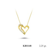 Gold Zircon Stone Necklace 2,16 gr 