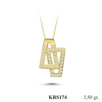  Gold Zircon Stone Necklace 3,36 gr 