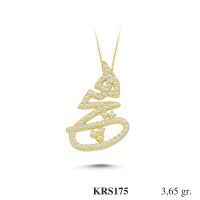  Gold Zircon Stone Necklace 3,504 gr 