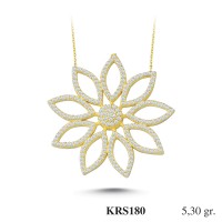  Gold Zircon Stone Necklace 5,088 gr 