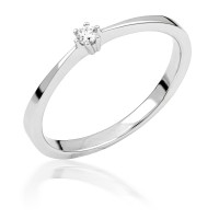  14K White Gold Engagement  Ring with diamond 0,1 ct
