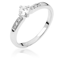  14K White Gold Engagement  Ring with diamond 0,25 ct